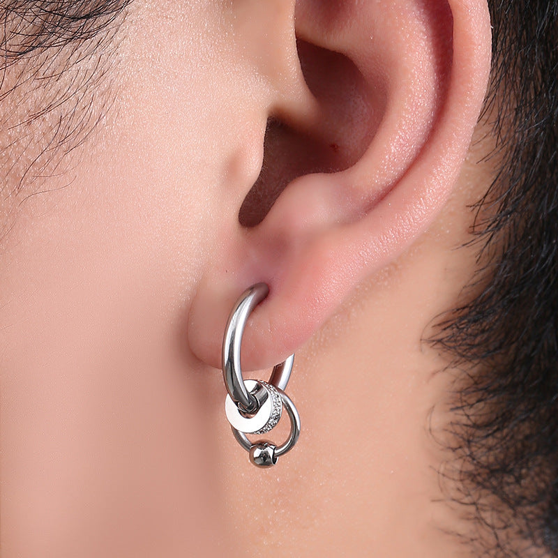 Wholesale Pendant Titanium Steel Men's Earrings with Pendants